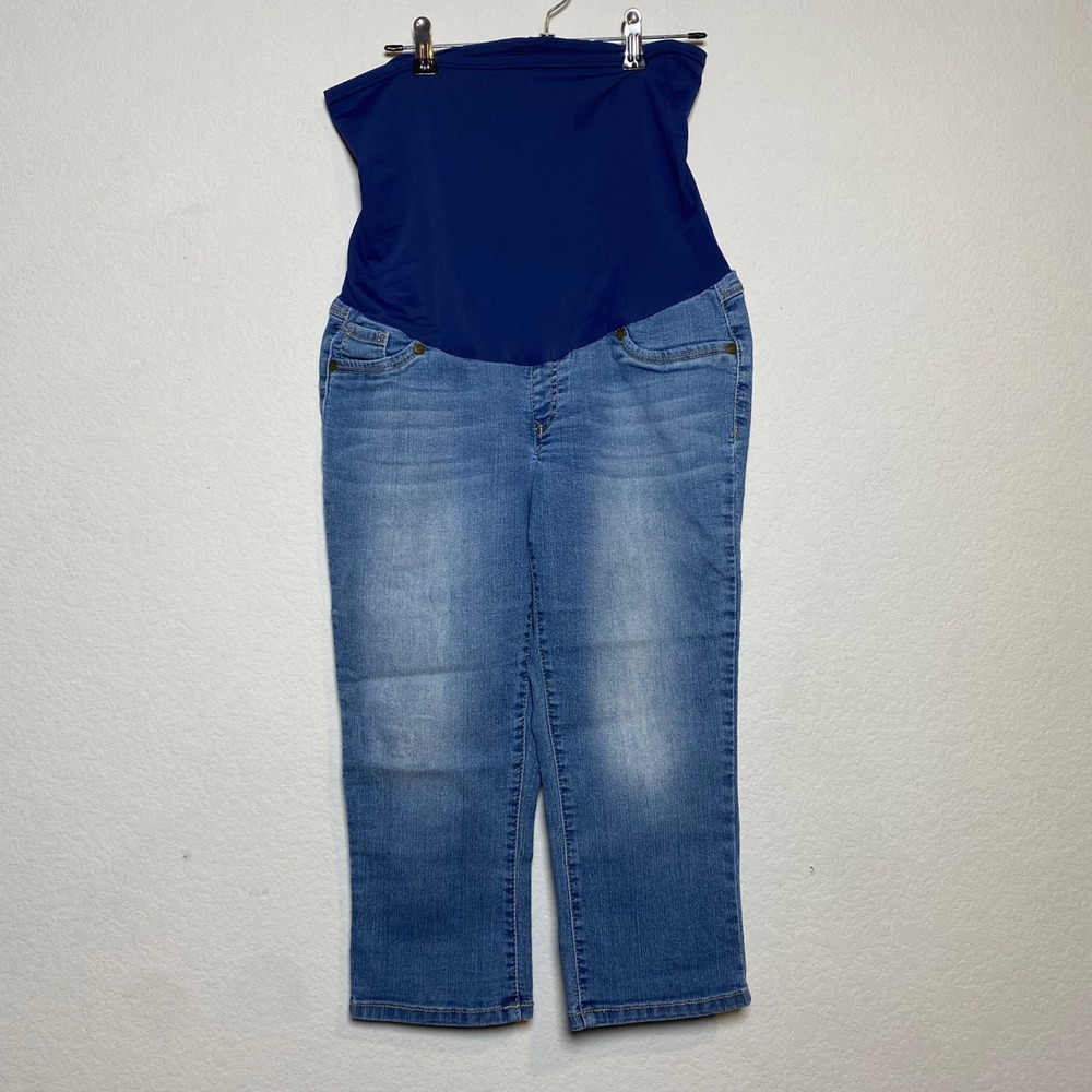 Blue Spice Maternity Jeans Size M Cropped Straight Leg Blue Wash Denim Pants